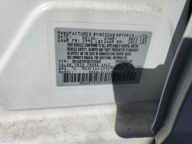 3N1AB7AP0GY232040 Nissan SENTRA S