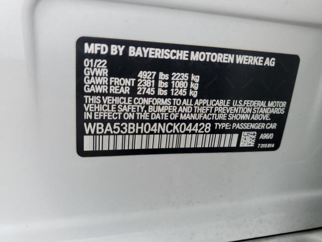 WBA53BH04NCK04428 BMW 530 I