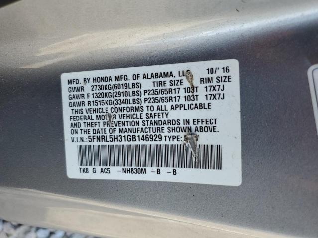 5FNRL5H31GB146929 Honda ODYSSEY SE