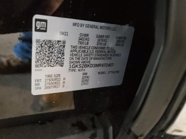 1GKS2BKD3MR472407 GMC YUKON SLT