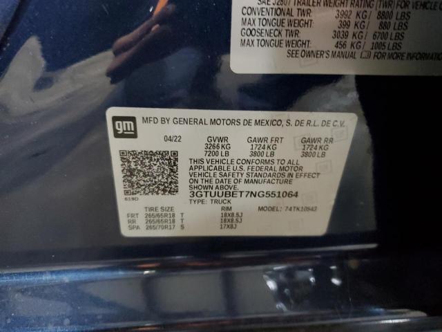 3GTUUBET7NG551064 GMC Sierra K1500 Sle