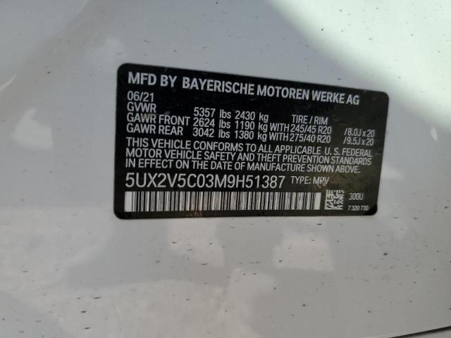 5UX2V5C03M9H51387 BMW X4 Xdrivem40i