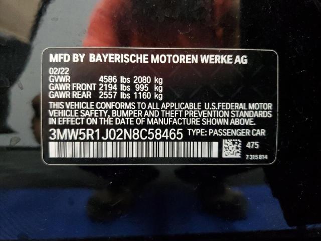 3MW5R1J02N8C58465 BMW 330I