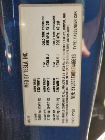 5YJ3E1EA0KF446613 Tesla MODEL 3