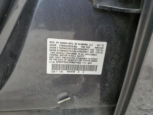 5FNYF3H22FB031463 Honda PILOT LX