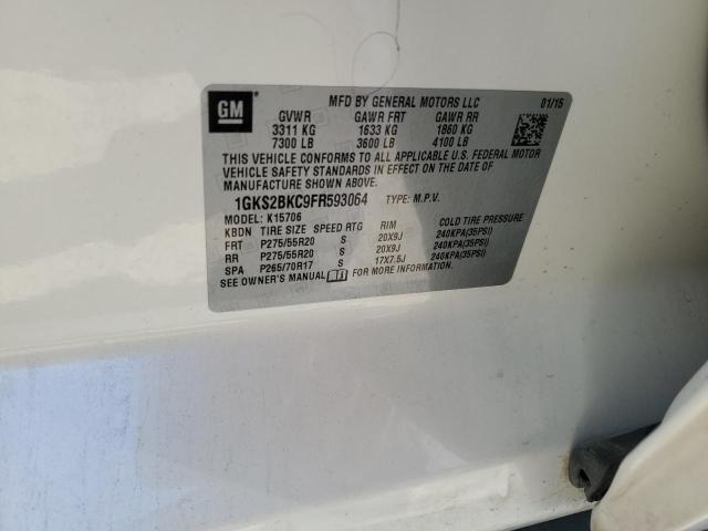 1GKS2BKC9FR593064 GMC YUKON SLT