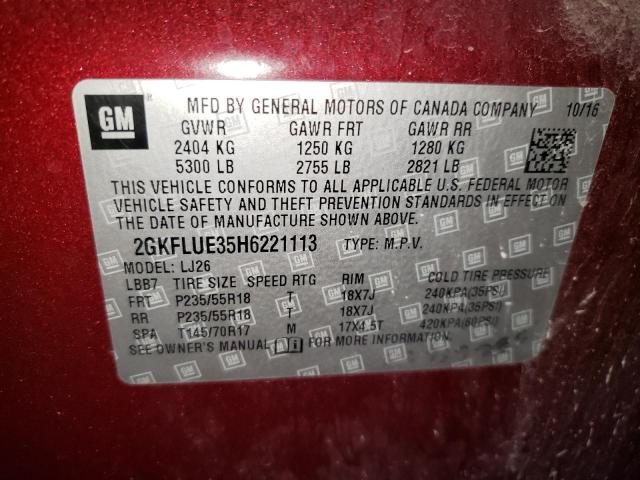 2GKFLUE35H6221113 GMC Terrain Slt