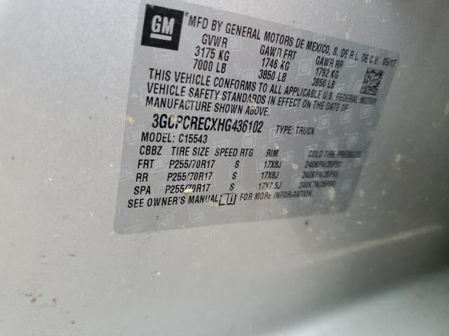 3GCPCRECXHG436102 Chevrolet Silverado C1500 Lt