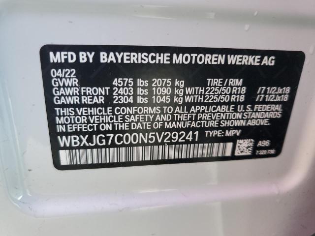 WBXJG7C00N5V29241 BMW X1 Sdrive28i