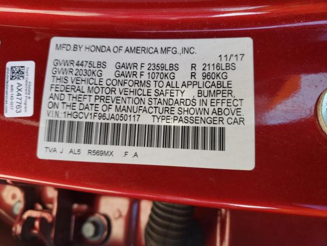 1HGCV1F96JA050117 Honda Accord Touring