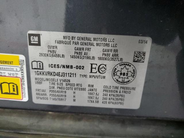 1GKKVRKD4EJ311211 GMC Acadia Slt-1