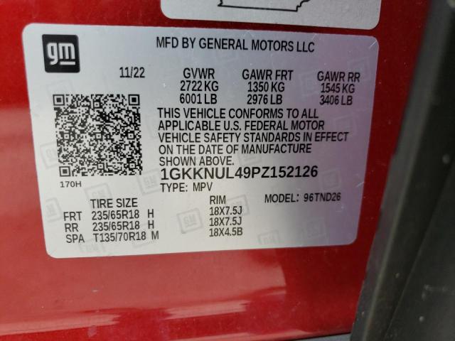 1GKKNUL49PZ152126 GMC ACADIA SLT