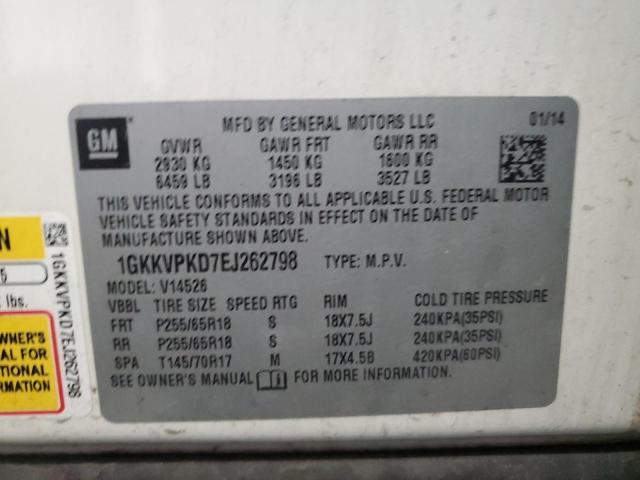 1GKKVPKD7EJ262798 GMC ACADIA SLE