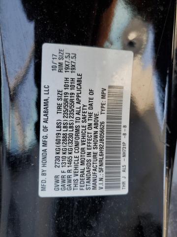 5FNRL6H92JB056626 Honda Odyssey Elite