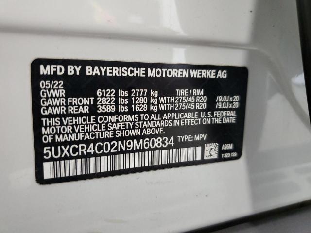 5UXCR4C02N9M60834 BMW X5 Sdrive 40i