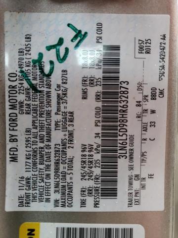 3LN6L5D98HR632873 Lincoln MKZ SELECT