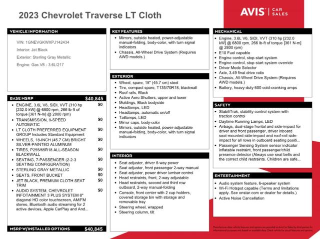 1GNEVGKWXPJ142434 Chevrolet Traverse Lt