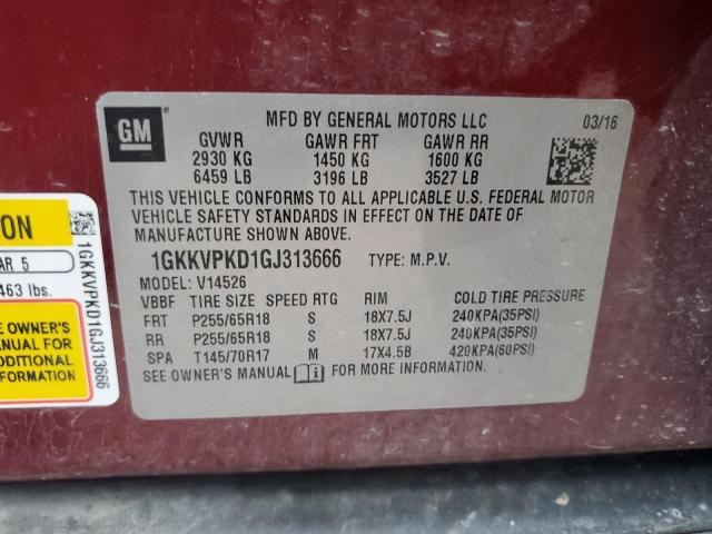 1GKKVPKD1GJ313666 GMC ACADIA SLE