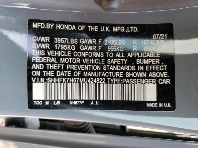 SHHFK7H67MU424822 Honda CIVIC EX
