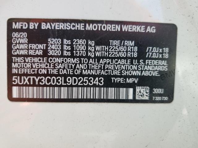 5UXTY3C03L9D25343 BMW X3 Sdrive30i