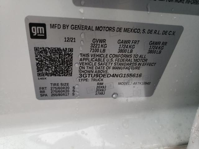 3GTU9DED4NG155616 GMC Sierra Limited K1500 Slt