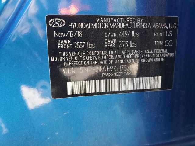 5NPE24AF9KH757284 Hyundai SONATA SE