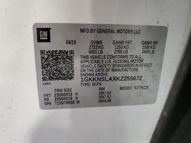 1GKKNSLAXKZ255672 GMC ACADIA SLE