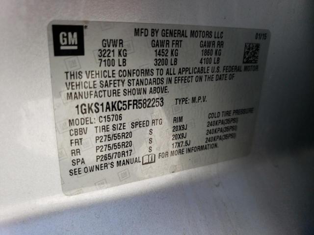 1GKS1AKC5FR582253 GMC YUKON SLE