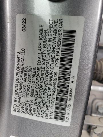 1HGCV1F49NA036139 Honda Accord Sport Se