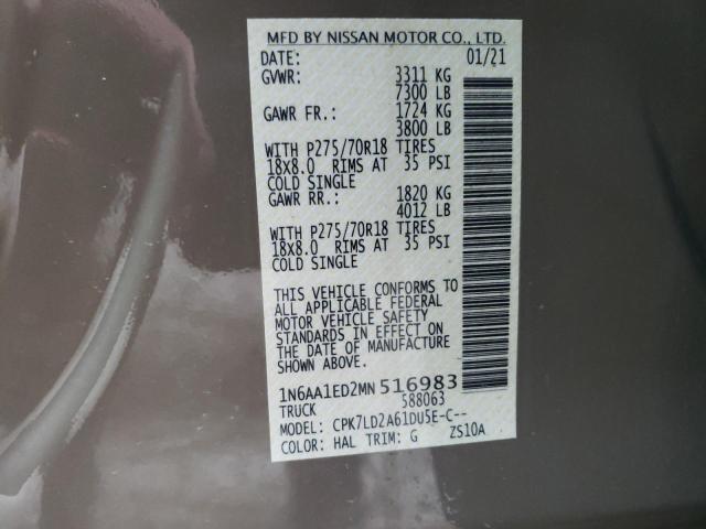 1N6AA1ED2MN516983 Nissan TITAN SV