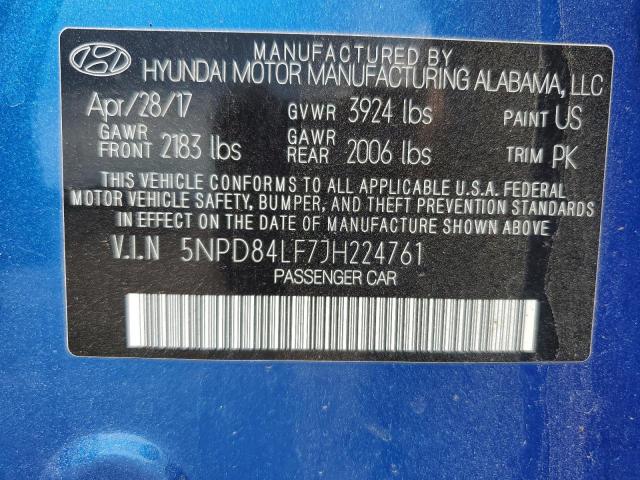 5NPD84LF7JH224761 Hyundai ELANTRA SEL
