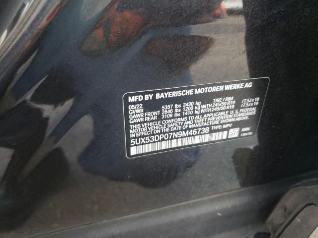 5UX53DP07N9M46738 BMW X3 Xdrive30i
