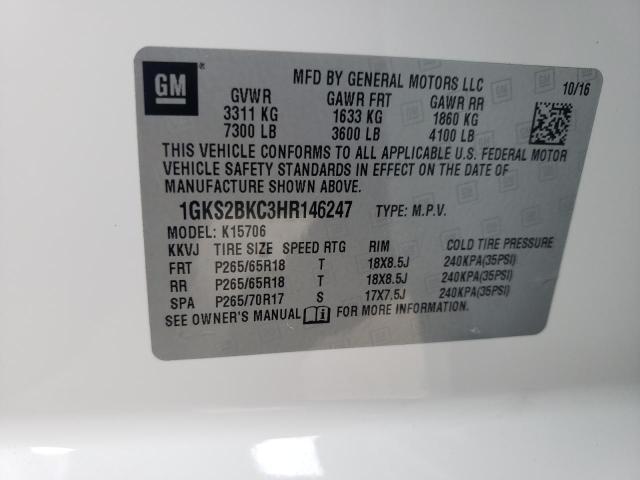 1GKS2BKC3HR146247 GMC YUKON SLT