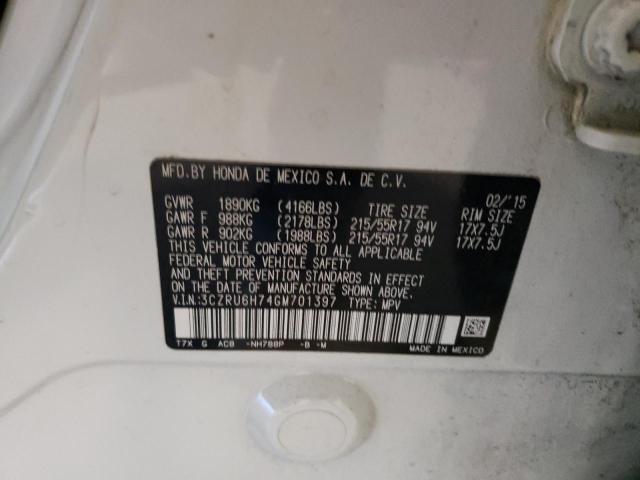 3CZRU6H74GM701397 Honda Hr-v Exl