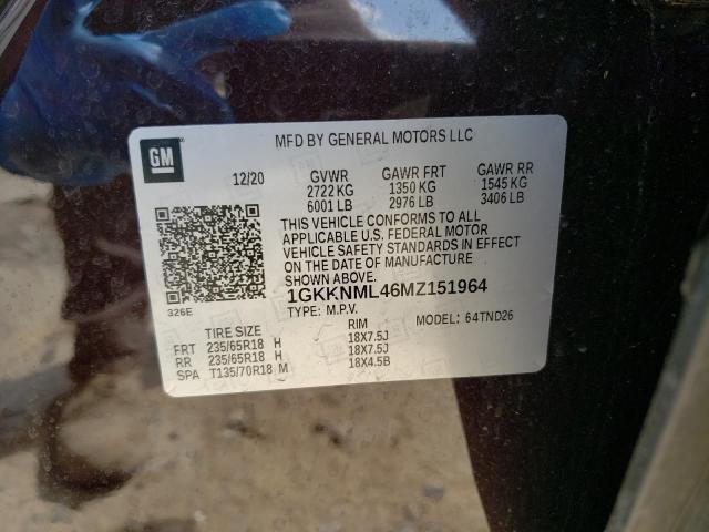 1GKKNML46MZ151964 GMC ACADIA SLT