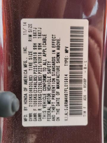 5J6RM4H97FL015814 Honda Cr-v Touring