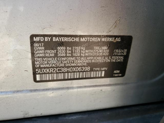 5UXKR2C38H0X06398 BMW X5 Sdrive35i