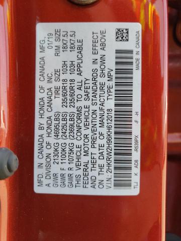 2HKRW2H96KH612018 Honda Cr-v Touring
