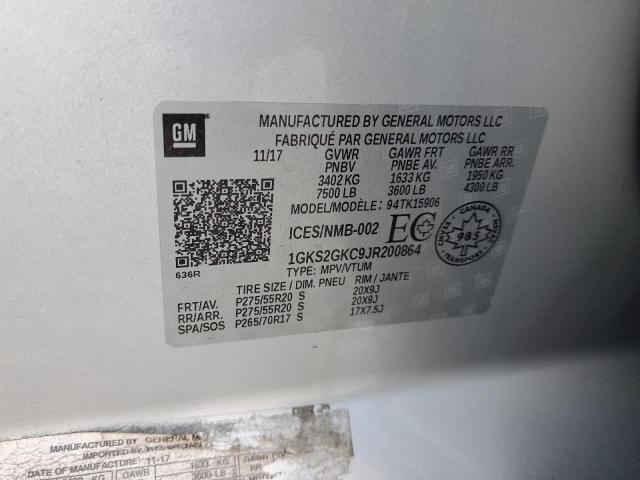 1GKS2GKC9JR200864 GMC Yukon Xl K1500 Slt