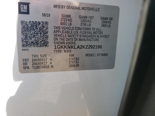 1GKKNKLA2KZ292196 GMC ACADIA SLE