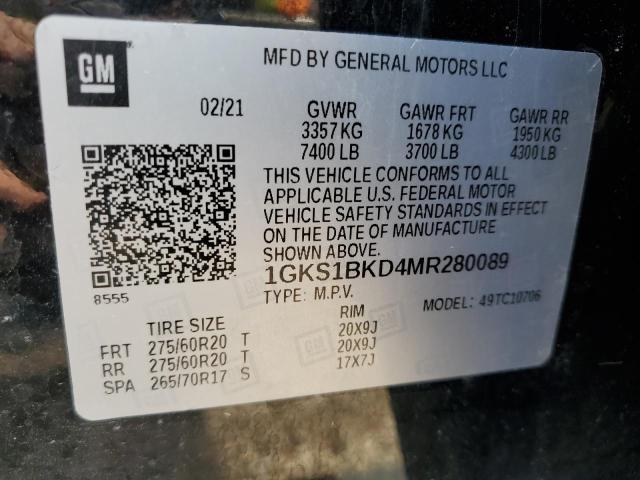1GKS1BKD4MR280089 GMC YUKON SLT