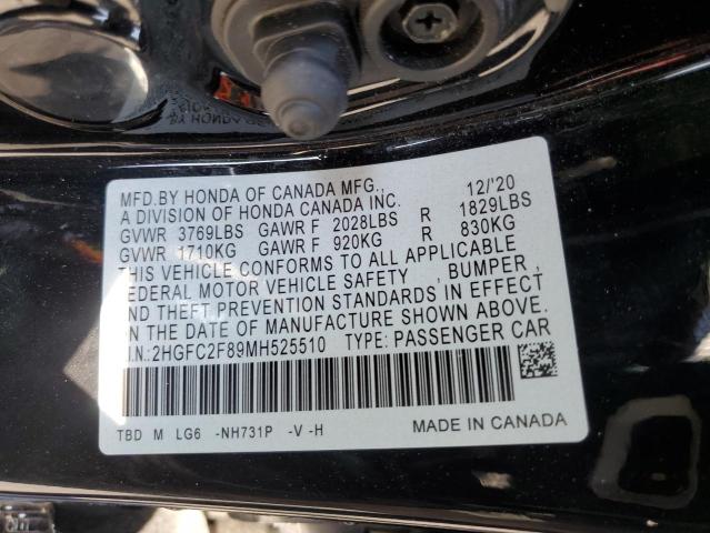 2HGFC2F89MH525510 Honda Civic Sport