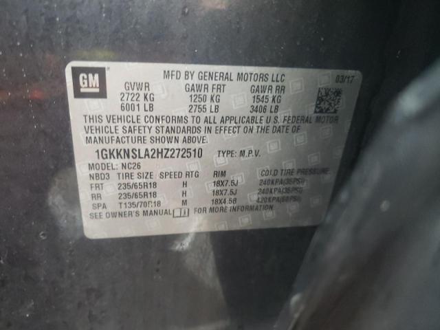 1GKKNSLA2HZ272510 GMC ACADIA SLE