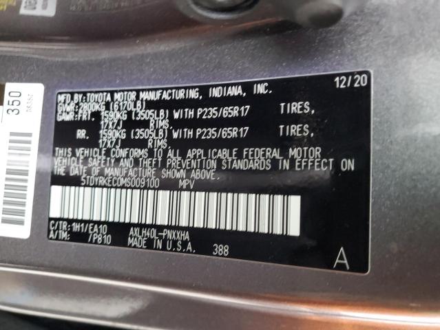 5TDYRKEC0MS009100 Toyota SIENNA XLE
