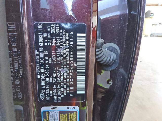 5XYPG4A59GG006136 KIA SORENTO LX