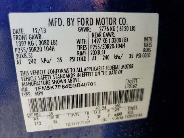 1FM5K7F84EGB40701 Ford EXPLORER L