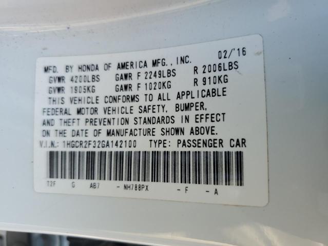 1HGCR2F32GA142100 Honda ACCORD LX