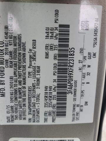 3FA6P0H9XFR231835 Ford FUSION SE