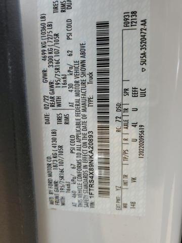 1FTRS4X89NKA20893 Ford TRANSIT T-