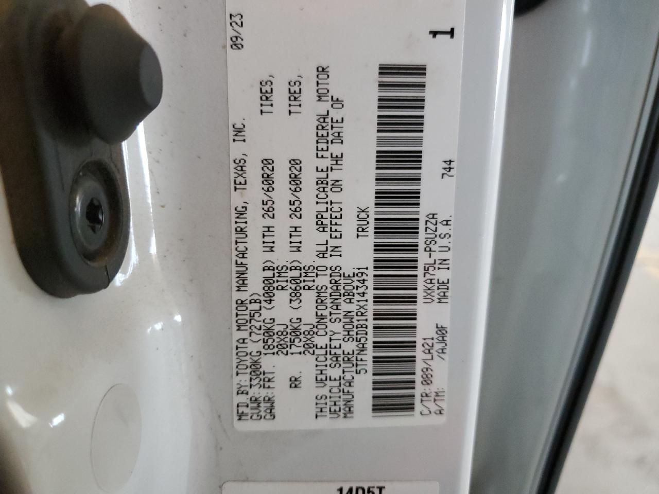 5TFNA5DB1RX143491 Toyota TUNDRA CRE